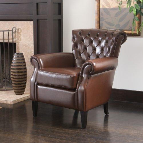 Franklin Leather Club Chair - Brown Arm Chair