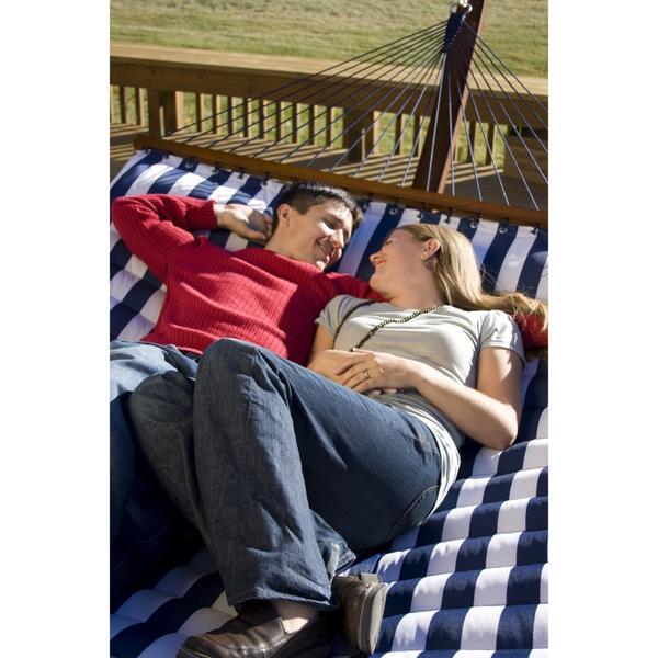 Back Yard Hammock for Two with Pillow - Blue and Green