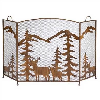 Rustic Forest Fireplace Screen